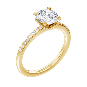 1.33 CT Hidden Halo Round Cut Diamond Engagement Ring in Yellow Gold